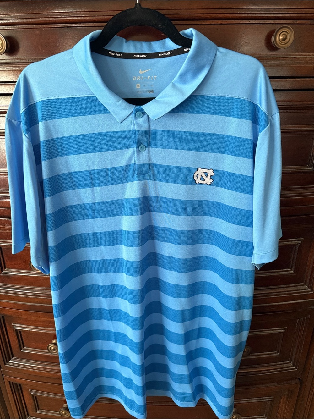 Nike Men’s Light Blue & Royal Blue Striped Dri-FIT Polo UNC Tar Heels